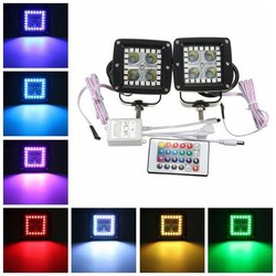 Offroad 4X4 Halo Ring Pair 3inch RGB Control Multi Color SUV 4WD LED Work Light Bar