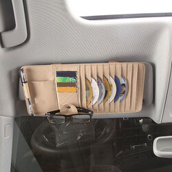 Multi-function Clip Card Bag Holder PU Leather Car Phone CD Pen Sunglasses