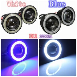 Blue White 3inch Ring LED Halo Projector Fog COB Light Headlight Angel Eyes 12V Car
