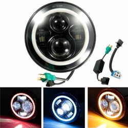 DC10-30V Harley Jeep Wrangler LED Headlight Halo Angel 7inch H4 Eyes Hi Lo H13